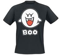 (Medium) Men's Super Mario Bros. Boo Character Black T-Shirt