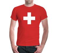T-Shirt Swiss Cross-M-red-white
