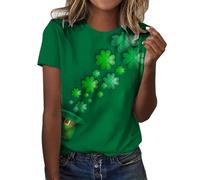 T-Shirt Top with Crew Neck, Short Sleeves, Printed with Love Earrings, Various Sizes, Army Green, S