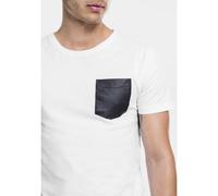 Urban Classics Men's Leather Imitation Pocket Tee T-Shirt, Multicoloured (Wht/blk 00224), Large