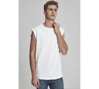 Urban Classics Men's Sleeveless T-Shirt Workout Vest with Round Neckline and Rolled Hems, Loose Tank Top, 100% Jersey Cotton, White, Size: Medium, M