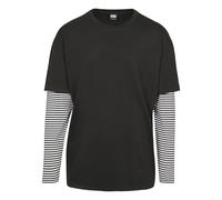 Urban Classics Men's Longsleeve T-Shirt Oversized Double Layer Striped Ls Tee, Black, S