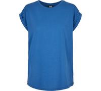 Urban Classics Women's Ladies Extended Shoulder Tee Basic Capsleeves, Shortsleeve T-Shirt Top with Crew Neck, Sporty Blue, S