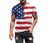 T Shirt USA Flag Men's Sweatshirt Banner United States of America US Stars Stripes T-Shirt Short Sleeve Summer Shirt 3D Print Men Shirts Casual Shirts Summer Running Shirt Sports Shirt Breathable,