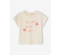 T-Shirt with Crochet Details for Baby Girls ecru