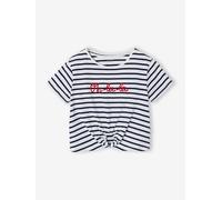 T-Shirt with Fancy Bow for Girls striped blue