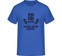 T-Shirt with German Text "Ich kam, SAH und vergeigte Schul", royal blue, 4XL