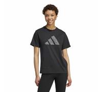 T-Shirt with Large Leopard Print Logo Black