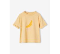 T-Shirt with Pop Motif, Short Turn-Up Sleeves, for Girls pale yellow