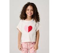 T-Shirt with Sequinned Motif, for Girls ecru