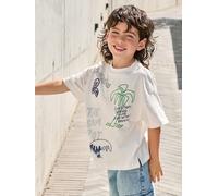 T-shirt with short sleeves and surf print ecru