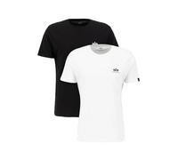 Alpha Industries Basic Small Logo T-Shirt 2 Pack for Men Size M - black/white