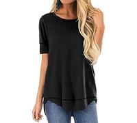 T Shirt Women Basic Tee Women T-Shirt Women Blouses Women Large Sizes Sport Shirt Short Sleeve Round Neck Fitness Top Short Front and Long Back Women T-Shirt Round Neck Short Sleeve Shirt Tops