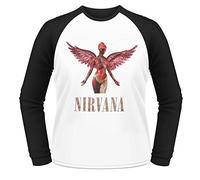 Nirvana Raglan Shirt In Utero Triangle Logo new Official White Unisex 3/4 Sleeve