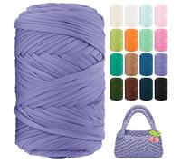 T Shirt Yarn 260 Yards Beginner Crochet Tshirt Yarn 800g Elastic Fabric Thick T-Shirt Yarns for Crocheting, Knitting Bags, Baskets, Rugs, Coasters, DIY Craft, Home Decor (Purple)