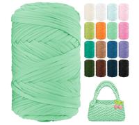 T Shirt Yarn 260 Yards Beginner Crochet Tshirt Yarn 800g Elastic Fabric Thick T-Shirt Yarns for Crocheting, Knitting Bags, Baskets, Rugs, Coasters, DIY Craft, Home Decor (Mint Green)