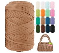 T Shirt Yarn 260 Yards Beginner Crochet Tshirt Yarn 800g Elastic Fabric Thick T-Shirt Yarns for Crocheting, Knitting Bags, Baskets, Rugs, Coasters, DIY Craft, Home Decor (Khaki)