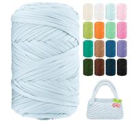 T Shirt Yarn 260 Yards Beginner Crochet Tshirt Yarn 800g Elastic Fabric Thick T-Shirt Yarns for Crocheting, Knitting Bags, Baskets, Rugs, Coasters, DIY Craft, Home Decor (Water Blue)