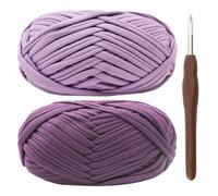T-Shirt Yarn for Crocheting 2x100g Chunky Crochet Yarn with 6mm Hook, Perfect for Crocheting Projects - Beginner - Friendly Elastic Fabric for DIY Crafts