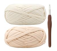 T-Shirt Yarn for Crocheting 2x100g Chunky Crochet Yarn with 6mm Hook, Perfect for Crocheting Projects - Beginner - Friendly Elastic Fabric for DIY Crafts