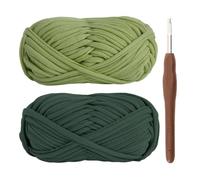 T-Shirt Yarn for Crocheting 2x100g Chunky Crochet Yarn with 6mm Hook, Perfect for Crocheting Projects - Beginner - Friendly Elastic Fabric for DIY Crafts