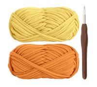 T-Shirt Yarn for Crocheting 2x100g Chunky Crochet Yarn with 6mm Hook, Perfect for Crocheting Projects - Beginner - Friendly Elastic Fabric for DIY Crafts