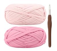 T-Shirt Yarn for Crocheting 2x100g Chunky Crochet Yarn with 6mm Hook, Perfect for Crocheting Projects - Beginner - Friendly Elastic Fabric for DIY Crafts