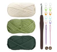 T-Shirt Yarn for Crocheting 3x100g Chunky Crochet Yarn with 6mm Hook, Perfect for Crocheting Projects - Beginner - Friendly Elastic Fabric for DIY Crafts