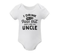 T-Shirts Baby Bodysuit Drink Til I Pass Out Just Like My Uncle Newborn Funny Bodysuit White-style-1 12months