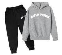 T Shirts Children's Hoodie Pullover Sweatshirt Sweatpants Set Popular Printed Hoodie Set Underwear 2023 Casual Letter Printed Long Sleeve Out Wear T Shirts (Dark Gray, 9-10 Years)