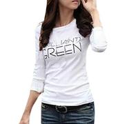 T-Shirts Fashion Crew Women WH/S Bottoming Long Sleeve Neck Shirt Tees Tops Women's Blouse Slip Blouse Women's Long Sleeve, White, One Size