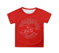 T Shirts for Girls UK Graphic Tees Cute Floral Short Sleeve Tops for Kids Inspirational Spring Summer Casual Outfit Daily Wear Youth Blouse (6-Red, 4-5 Years)