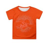 T Shirts for Girls UK Graphic Tees Cute Floral Short Sleeve Tops for Kids Inspirational Spring Summer Casual Outfit Daily Wear Youth Blouse (6-Orange, 4-5 Years)