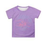 T Shirts for Girls UK Graphic Tees Cute Floral Short Sleeve Tops for Kids Inspirational Spring Summer Casual Outfit Daily Wear Youth Blouse (6-Purple, 4-5 Years)