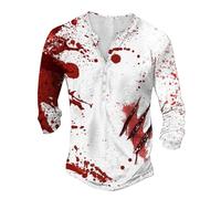 T Shirts For Man,Men'S Halloween Printed Bloody Themed Button Up Long Sleeve Casual T Shirt