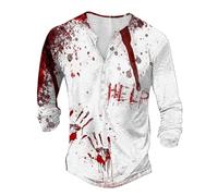 T Shirts For Man,Men'S Halloween Printed Bloody Themed Button Up Long Sleeve Casual T Shirt