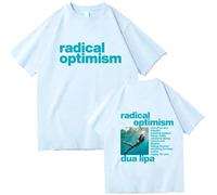 T-shirts for Men and Women Dua-Lipa Double-sided Printed T-shirts Hip-hop Street T-shirts Round Neck Short-sleeved Casual Shirts XS-3XL-Aqua blue||XXL