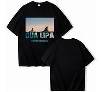 T-shirts for Men and Women Dua Lipa Retro T-shirts O-neck Short Sleeve Shirt Hip Hop Singer Fan Gift Oversized Street T-shirt XS-3XL-Black||S