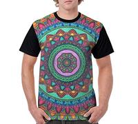 T Shirts for Men Casual Short Sleeve Spiral Tie Dye Mandala Trippy 3D Tops Tees Black
