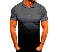 T Shirts for Men Casual Sports T-Shirt Lapel 3D Gradient Summer Short-Sleeved Activewear Shirts & Tees Regular Fit Blouses Dark Gray