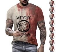T Shirts for Men Men's Short Sleeve Bloody Shirt Casual Independence Day 3D Digital Printing T Shirt Workout Sports Graphic Tee Casual Men Short Sleeve Tops (Black, XXL)
