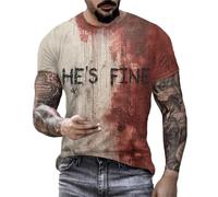 T Shirts for Men Men's Short Sleeve Bloody Shirt Casual Independence Day 3D Digital Printing T Shirt Workout Sports Graphic Tee Casual Men Short Sleeve Tops (Light Blue, XXL)