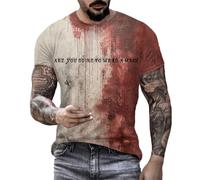 T Shirts for Men Men's Short Sleeve Bloody Shirt Casual Independence Day 3D Digital Printing T Shirt Workout Sports Graphic Tee Casual Men Short Sleeve Tops (Navy, L)