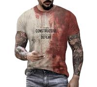T Shirts for Men Men's Short Sleeve Bloody Shirt Casual Independence Day 3D Digital Printing T Shirt Workout Sports Graphic Tee Casual Men Short Sleeve Tops (Hot Pink, L)