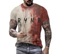 T Shirts for Men Men's Short Sleeve Bloody Shirt Casual Independence Day 3D Digital Printing T Shirt Workout Sports Graphic Tee Casual Men Short Sleeve Tops (Blue, XXL)