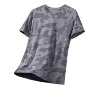 T Shirts for Men Short Sleeve Men Summer Tops Tie Dye Camouflage Printed Mesh Breathable Quick Drying Tee Fashion Casual Tshirts (Grey, L)