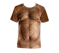 T-Shirts for Men Summer Hairy Chest Short Sleeve Shirt Basic Fitness Muscle Elastic T-Shirt Casual Long Shirt Comfortable Sleep Shirt Loose Summer Tops Short Sleeve Cotton Tee, brown, XS