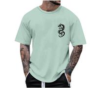 T Shirts for Men UK Chinese Dragon Pattern Print Tshirt Summer Short Sleeve Tops Round Neck Athletic Tees Gym Running Sports T-Shirt Basic Regular Fit Shirts Comfortable Breathable Workout Tops