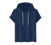 T Shirts for Men UK Clearance,Mens Hoodies Today's Deals,Short Sleeve Cotton Solid Round Neck Hooded Pullover Tops Casual Loose Hooded Drawstring Blouses Oversized Tees Summer Holiday Beach Tops S-4XL