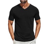 T Shirts for Men UK Clearance Men's Short Sleeve Fashion Casual Pullover Solid Color V-Neck Lightweight T-Shirts Blouses Summer Tops Basic Tees Loose Fit Beach Vacation Shirt